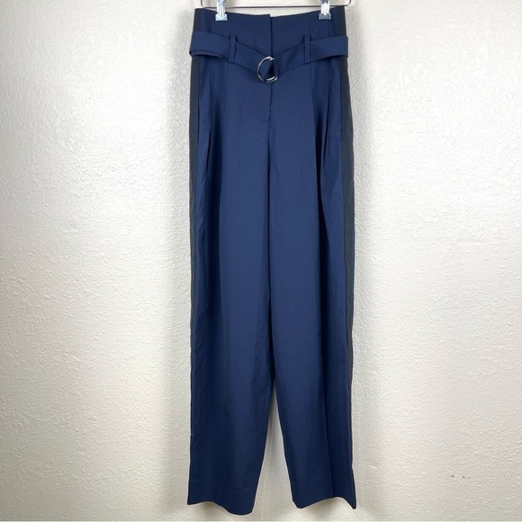 La Ligne‎ Cocktail Wool Blend Navy/Black Stripe Pant Size 2 Women - Picture 3 of 16